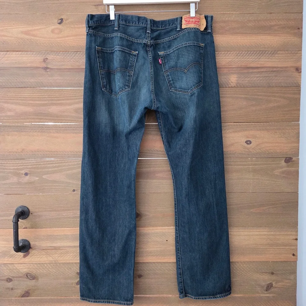 Levi's 501 Original Fit Dark Wash Button Fly Straight Leg Jeans Mens 40x32